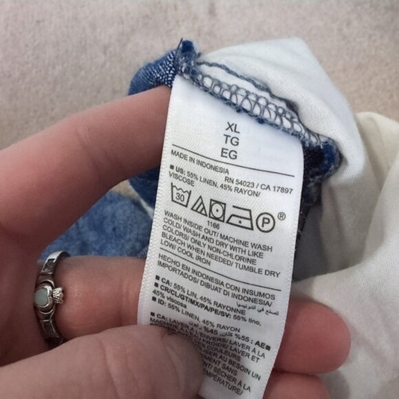 Old Navy Linen Coastal Beach Relaxed Boho Pocket Wide Leg Pants XL - Picture 7 of 8